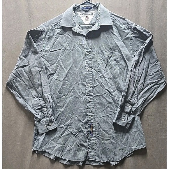 Tommy Hilfiger Other - Vintage TOMMY HILFIGER Men 16 1/2 Collared Gray Button Up Dress Long Sleeve‎